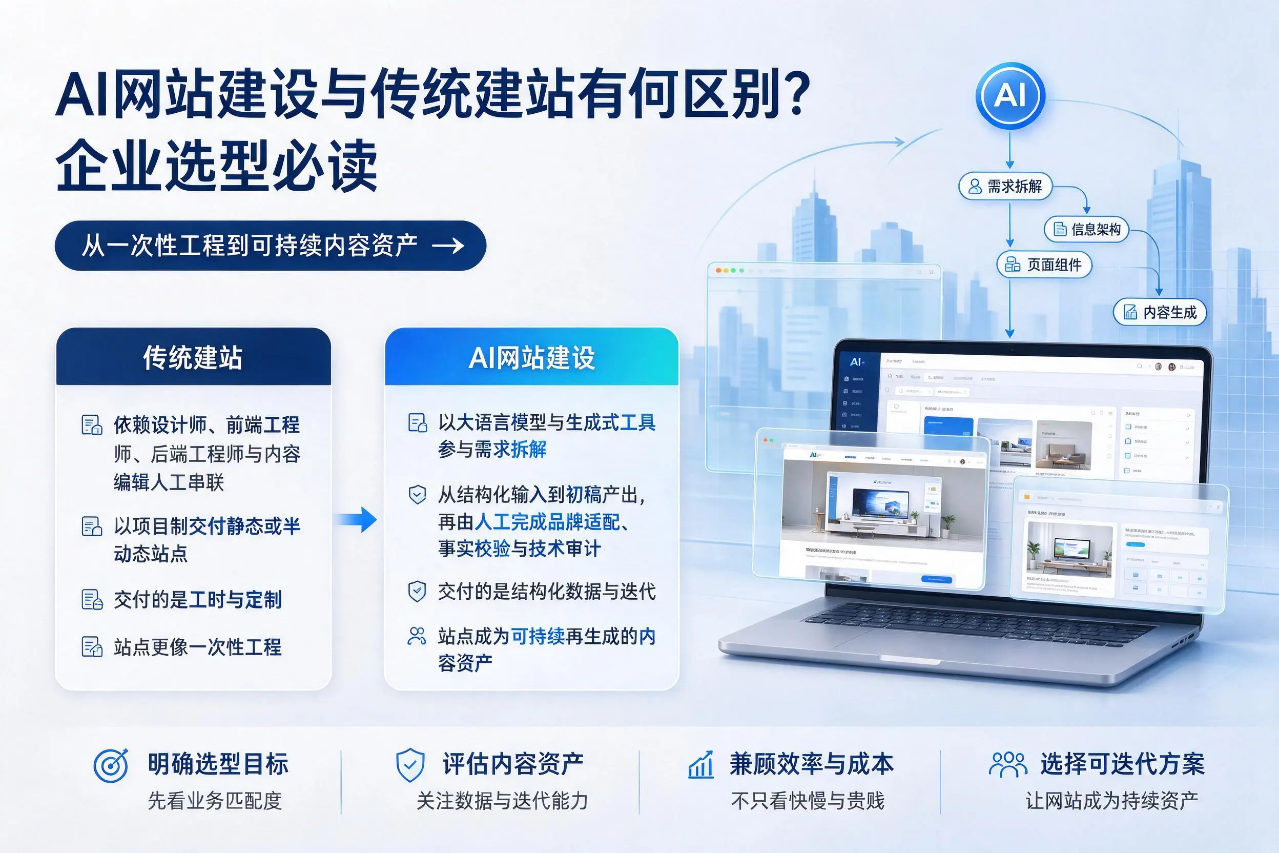 AI网站建设与传统建站有何区别？铜陵企业选型必读