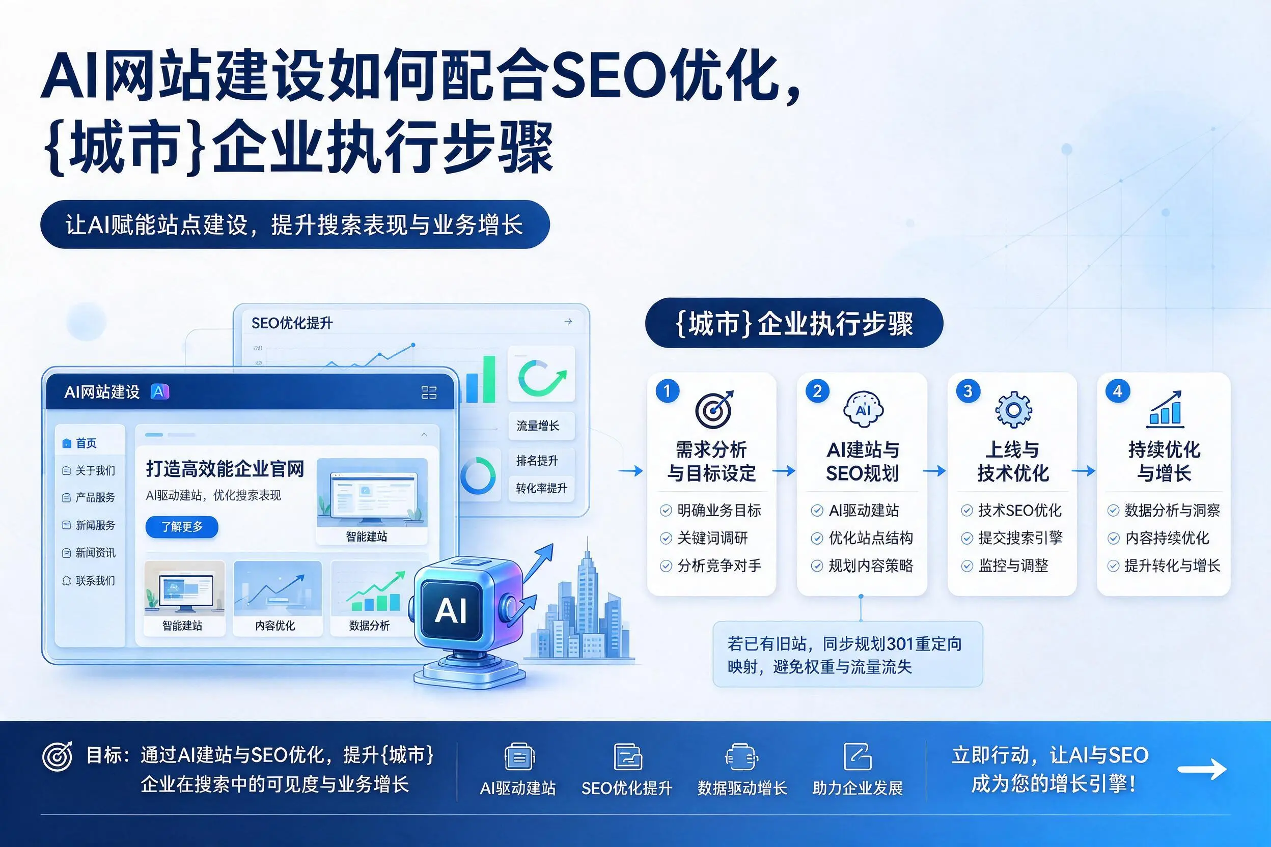 AI网站建设如何配合SEO优化,铜陵企业执行步骤