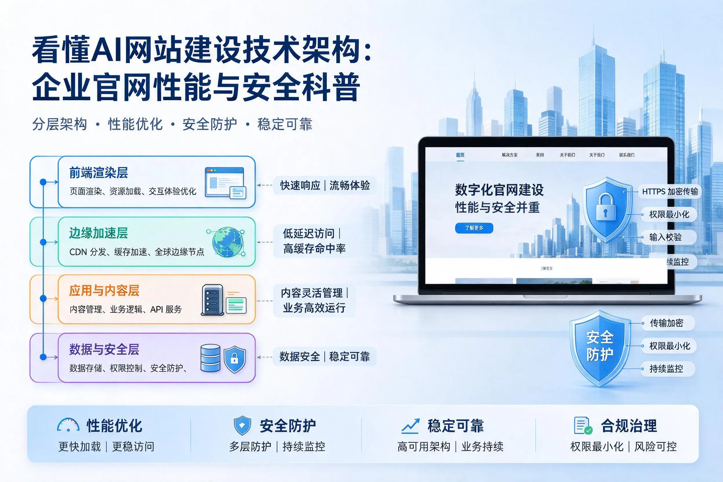 看懂AI网站建设技术架构:铜陵企业官网性能与安全科普