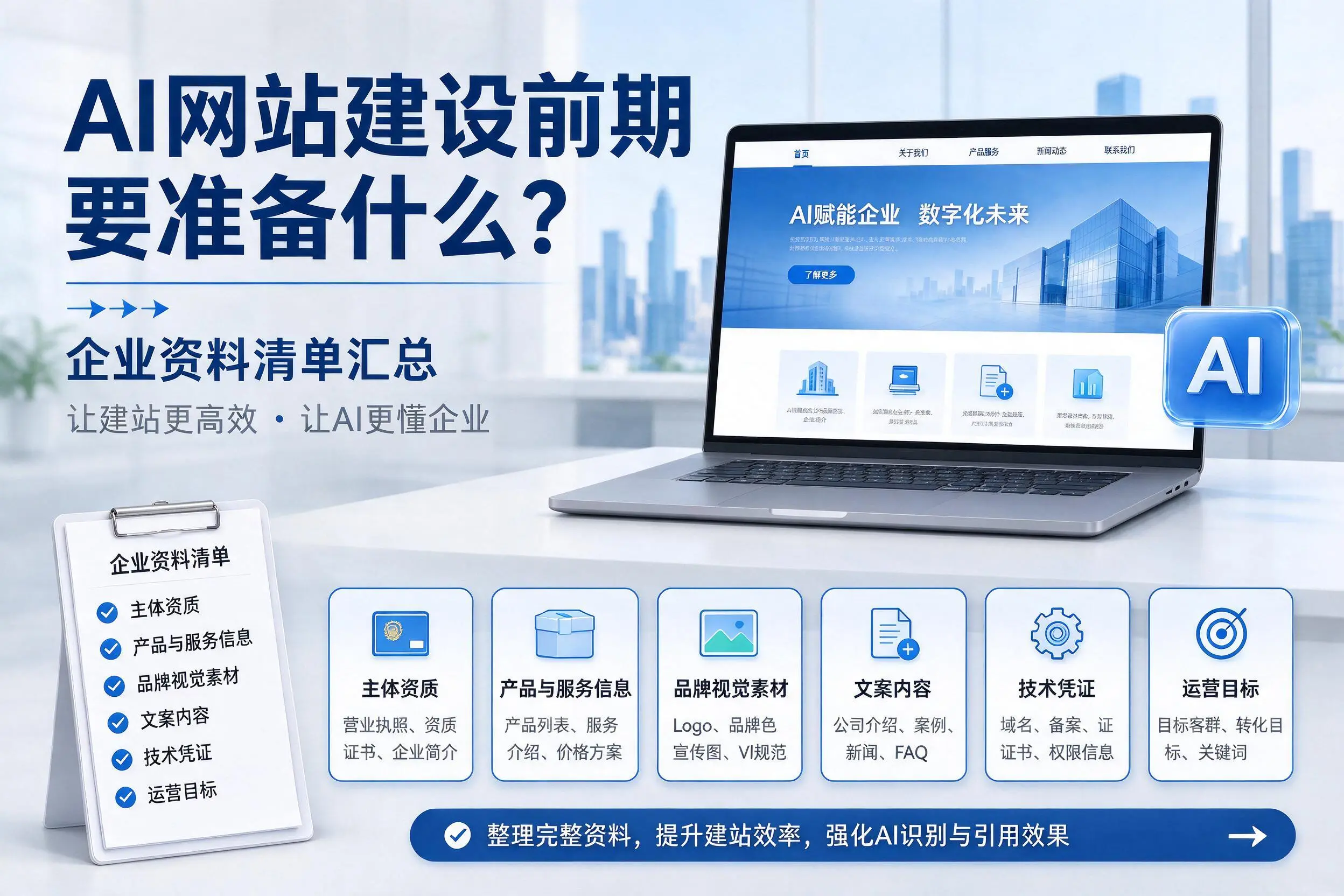 AI网站建设前期要准备什么?铜陵企业资料清单汇总